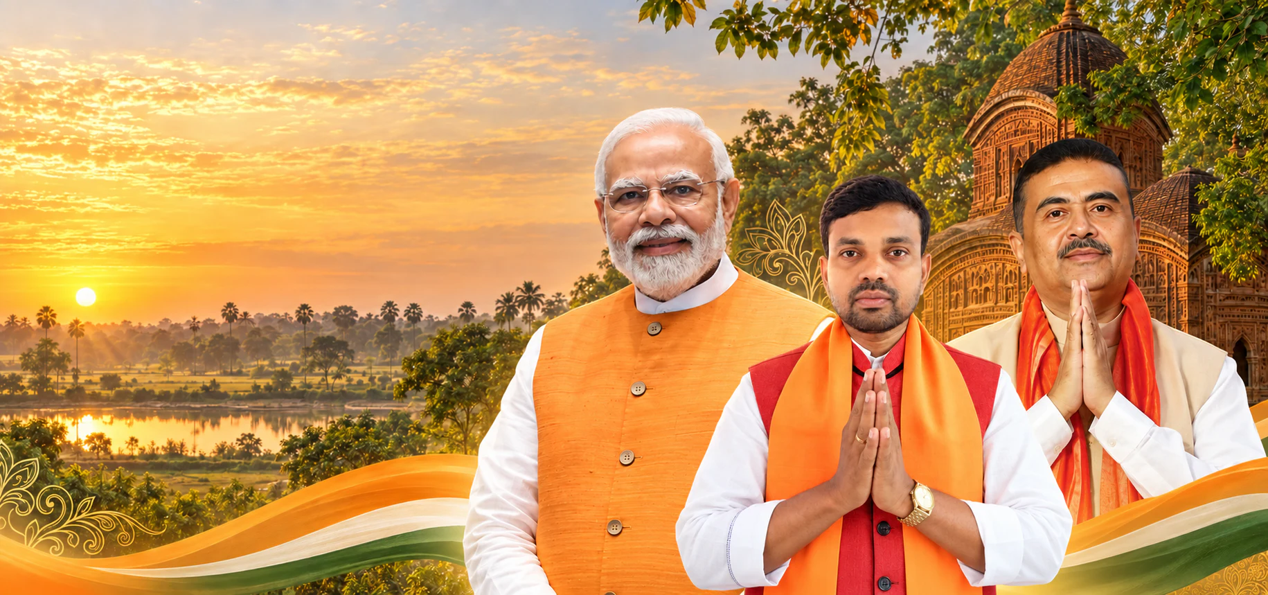 সুকান্ত দোলুই, নরেন্দ্র মোদি ও শুভেন্দু অধিকারীর সঙ্গে চন্দ্রকোনার ঐতিহ্য